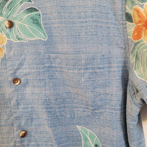 Tommy Bahama Blue Silk Turkish Sea‎ Bloom Adrift Floral Button Front Shirt Large - Picture 12 of 16